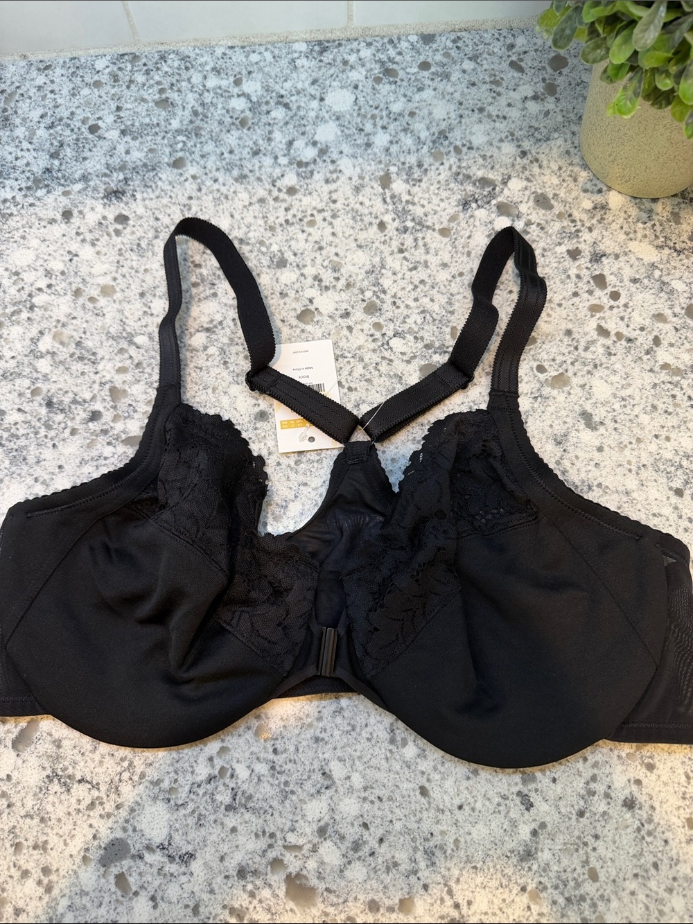 Delimira Lace-Trim Full Coverage front closure razor back size 38D black